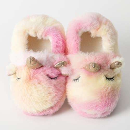 Csfry Toddler Girls' Slipper Cartoon Warm Winter House Shoes,US11-12,Pink - Image 5