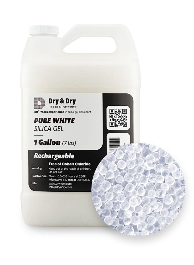 Dry & Dry Dry And Dry 7 Lbs Premium Pure And Safe White Silica Gel Desiccant Beads Industry Standard 3-5 Mm - Rechargeable Silica Beads - Image 1