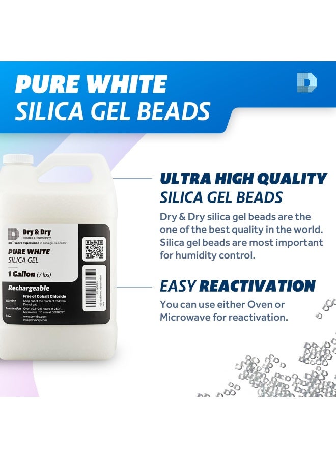 Dry & Dry Dry And Dry 7 Lbs Premium Pure And Safe White Silica Gel Desiccant Beads Industry Standard 3-5 Mm - Rechargeable Silica Beads - Image 2