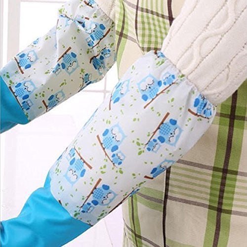EAYIRA Reusable Rubber Latex Pvc Flock Lined Long Elbow Hand Gloves Safety Kitchen For Dish-Washing, Cleaning, Gardening, Laundry And Sanitation And Lab Work (Pack of 1 Pair Blue) - Image 5