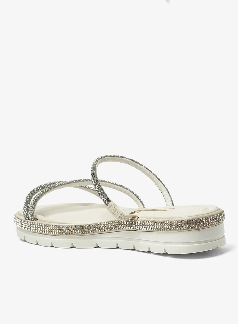 VIZZANO Off White Flat Sandals for Women – Stylish Ladies Flat Sandals & Comfortable Flat Slippers for Women | Best Price UAE