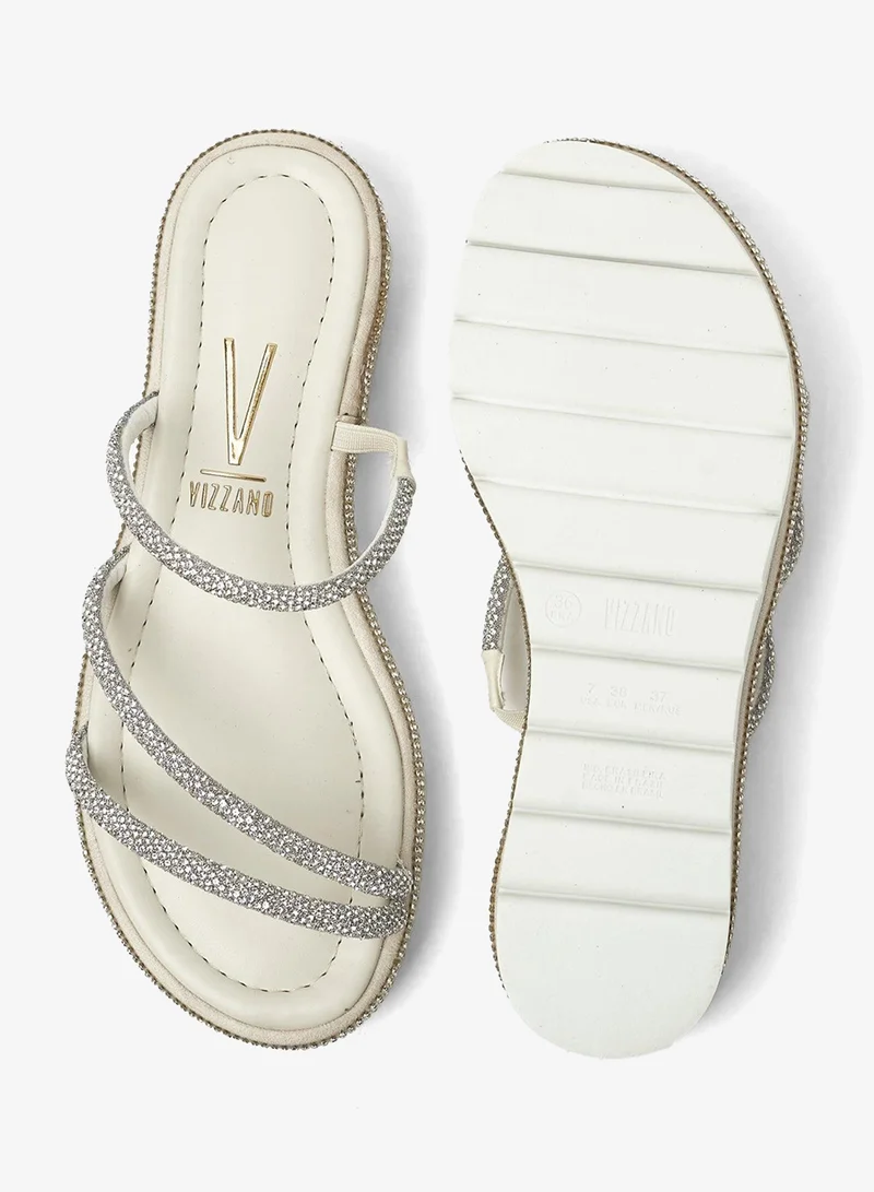 VIZZANO Off White Flat Sandals for Women – Stylish Ladies Flat Sandals & Comfortable Flat Slippers for Women | Best Price UAE