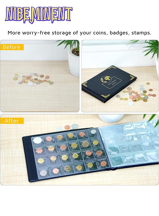 NIBEMINENT Coin Collection Book Collector, 300 Pocket Coin Collection Box Collection Box Supplies for 20/25/27/30/30/38 mm Coins- Black - Image 5