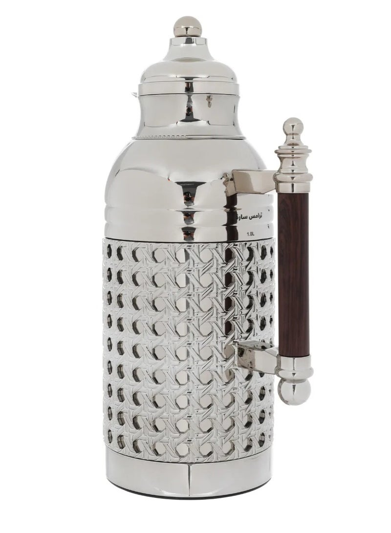 السيف غاليري طقم ترامس سارة السيف غاليري، 1/1 لتر، حافظة داخلية زجاج حراري، هيكل خارجي استيل - فضي - Image 5