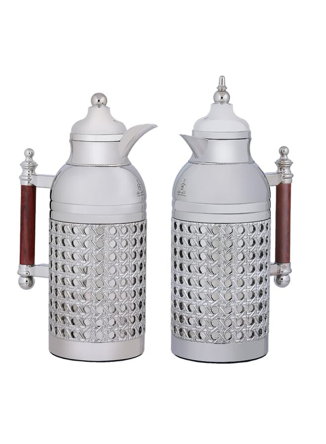 السيف غاليري طقم ترامس سارة السيف غاليري، 1/1 لتر، حافظة داخلية زجاج حراري، هيكل خارجي استيل - فضي - Image 1