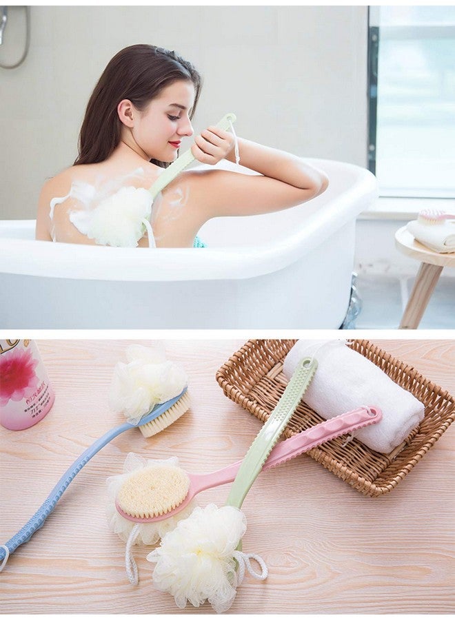AARainbow 2 Packs Bath Body Brush with Bristles and Loofahs - Body Shower Brushes with Long Handle Exfoliating Back -Improves Skin‘s Health and Beauty - Loofah Bath Sponge (1Gray+1White) - Image 5