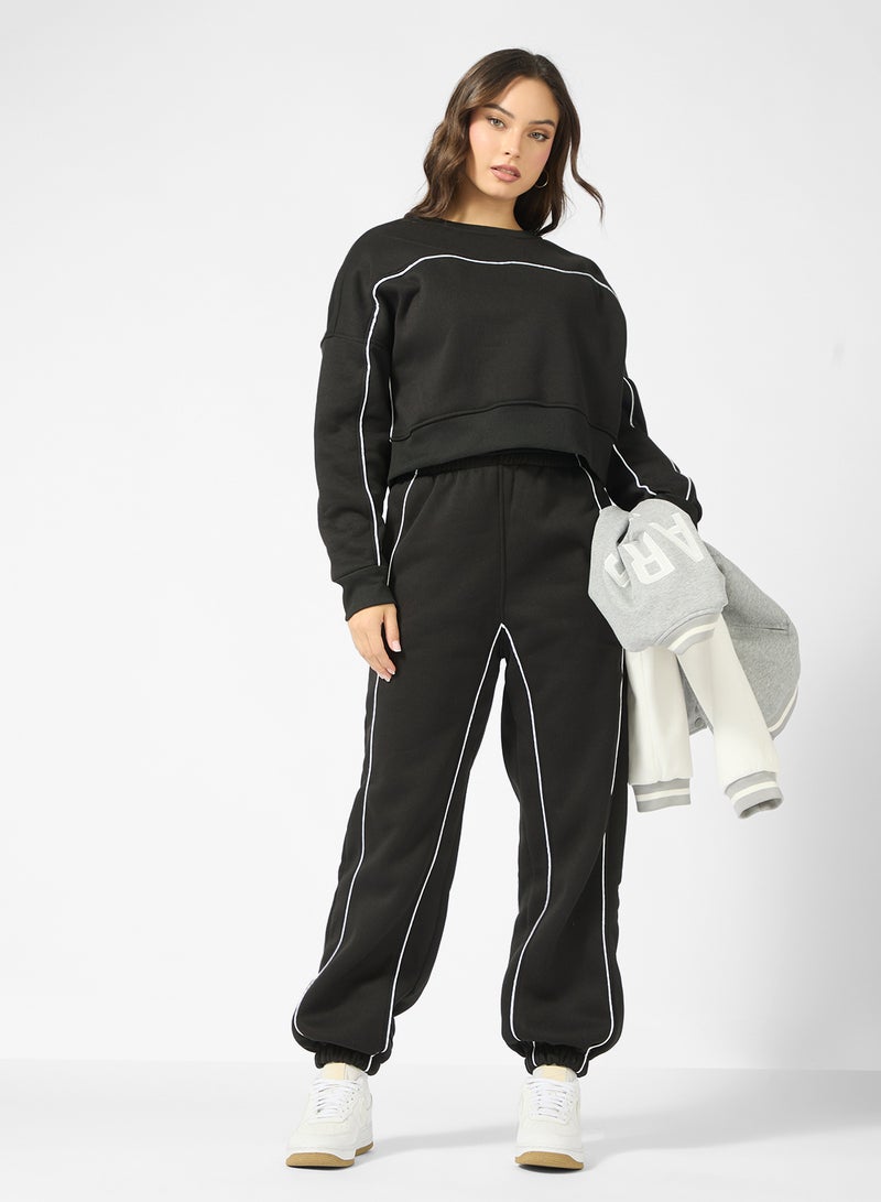 Ginger Oversize Contrast Trim Detail Sweat Set - Image 5