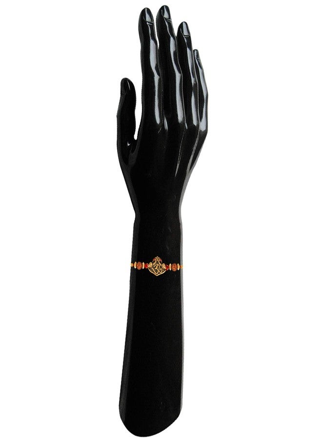 Mahi Rakhi for Brother Gold Plated Divine Om Rudraksh Single Rakhi for Bhai, Bhaiya, Brother (RA1100597G) - Image 2