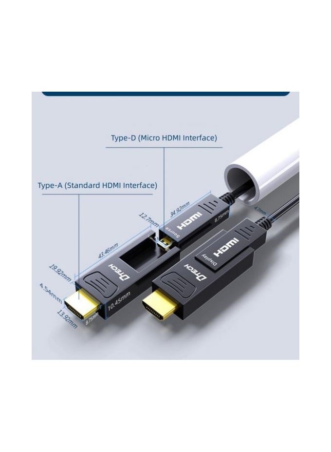 DTECH 30m Fiber Optic HDMI Cable (DT-HF0330), 4K@60Hz Ultra HD, 18Gbps High-Speed HDMI 2.0, HDR, ARC, 3D, Gold-Plated Connectors, Slim Design – Long Distance HDMI Cable for TV, Projector, Gaming, Home Theater - Image 2