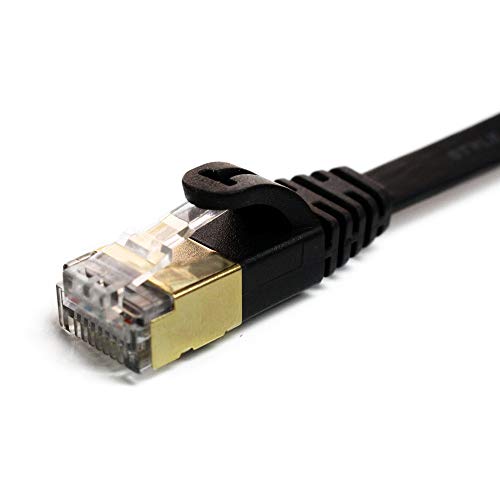 Tera Grand - 50FT - CAT7 10 Gigabit Ethernet Ultra Flat Patch Cable for Modem Router LAN Network, Gold Plated Shielded RJ45 Connectors, Faster Than CAT6a CAT6 CAT5e, Black - Image 5