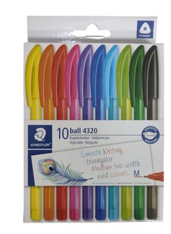 STAEDTLER STAEDTLER 4320 MC10H Stick Rainbow Ballpoint Pen - Assorted Colours (Pack of 10)  - Image 1
