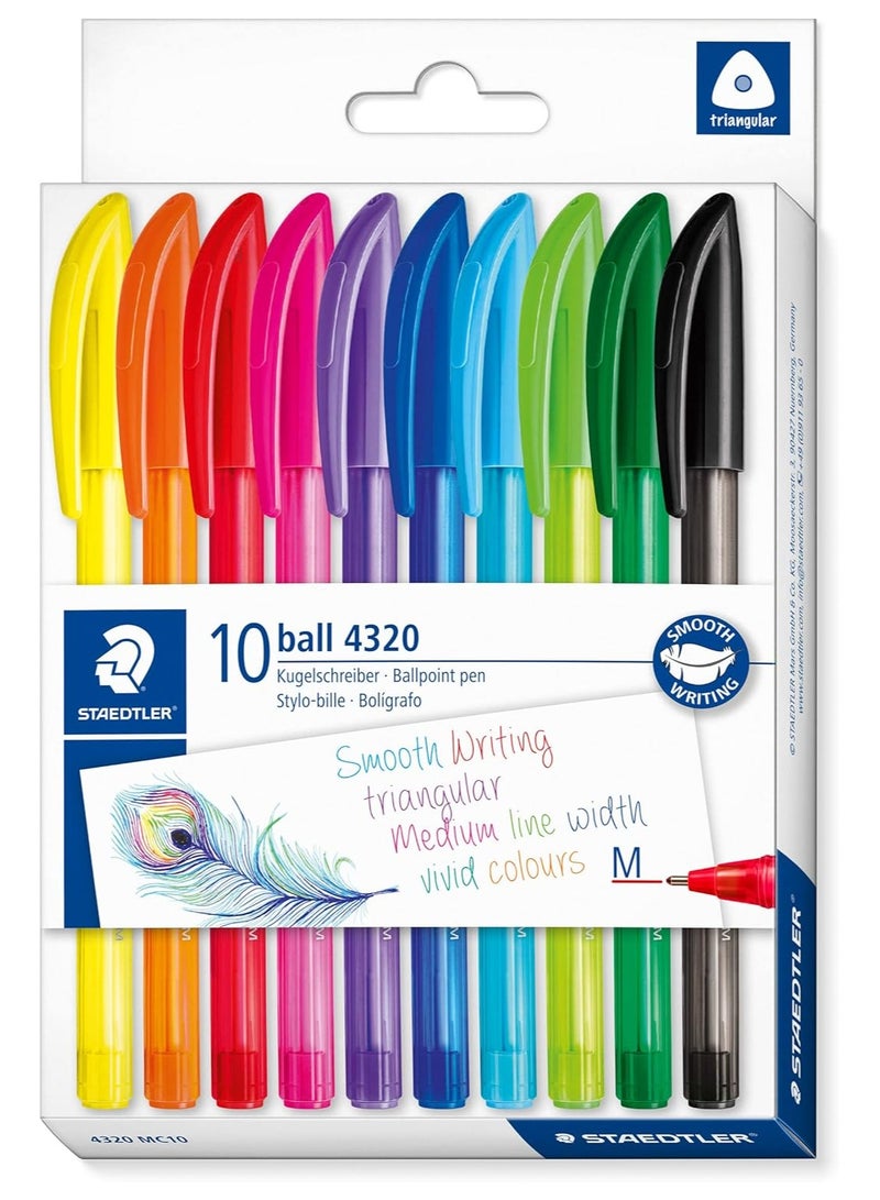 STAEDTLER STAEDTLER 4320 MC10H Stick Rainbow Ballpoint Pen - Assorted Colours (Pack of 10)  - Image 2