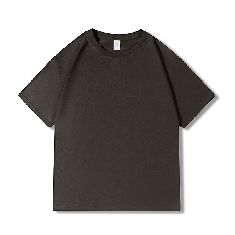 Large version | Gender-free 230g Xinjiang cotton T-shirt long velvet combed round neck short sleeve loose half sleeve T live hot - Image 1