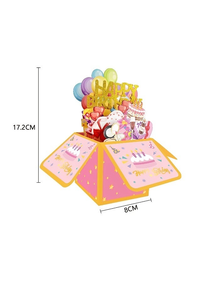 2 Pieces of 3D Happy Birthday Card Paper Pop Up Birthday Cards Greeting Cards with Blank Card and Envelope Unique Birthday Gift for Women Men Kids Husband Wife Mom Dad Daughter - Image 3