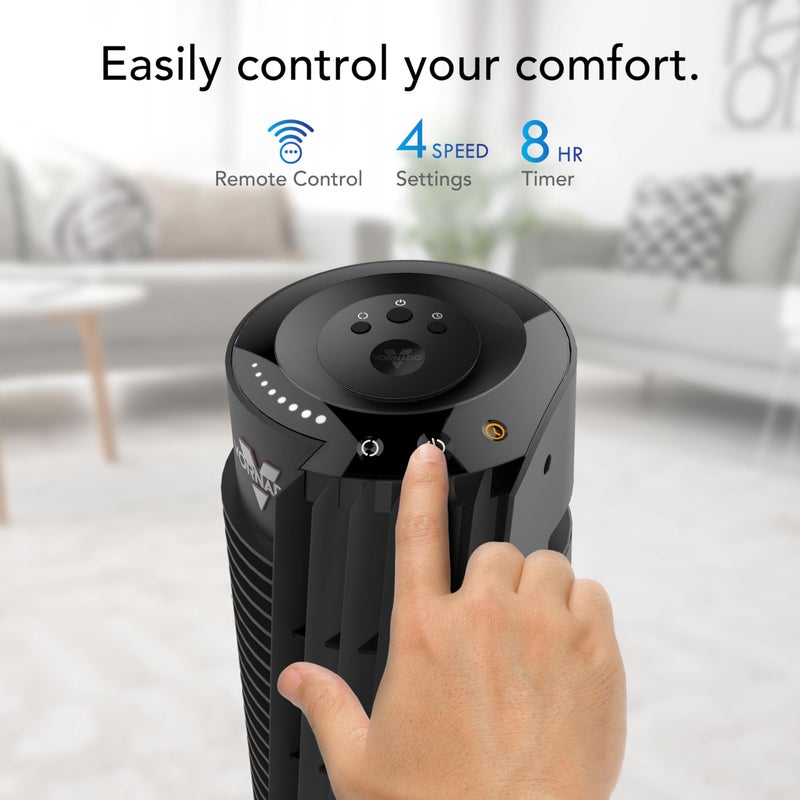 Vornado OSC84 41" Whole Room Oscillating Tower Fan, Remote Control, 70-Degree Oscillation, Quiet Operation, 4 Speed Settings, 8-Hour Timer, Powerful Air Circulation, Black - Image 5