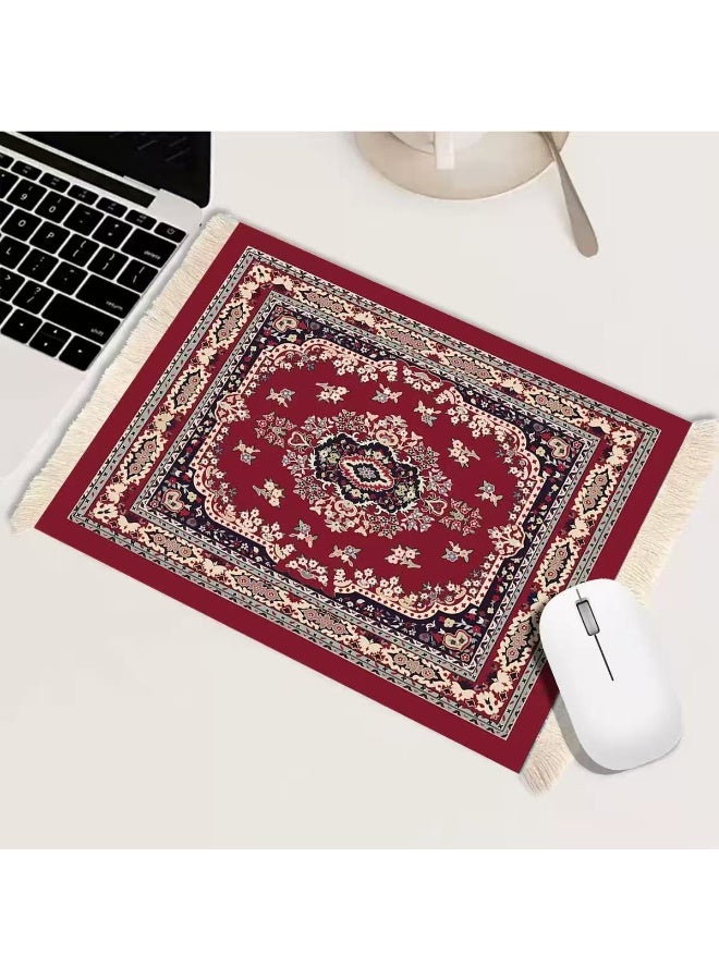 Field Coffee Mat &mouse mat  Coffee Cup Mat Coffee Mug MatTable Mat Mouse Pad Rubber Rectangle 23x18x0.5 cm Red - Image 2