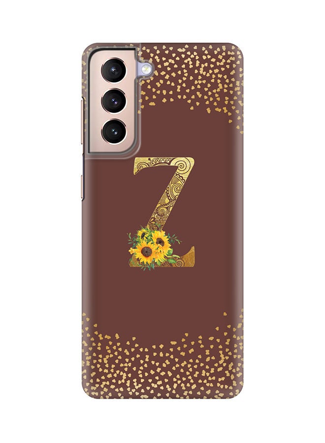 Stylizedd Monogram Slim Cover for Samsung Galaxy S21 Plus 5G Case Custom Initials Letter Floral Pattern Snap Series Mobile Cover Matte Alphabet  - Z (Brown) - Image 1