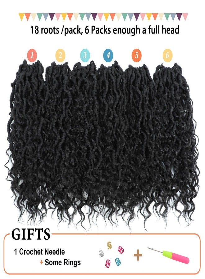 Forevery Goddess Locs Crochet Hair 12 Inch Faux Locs Crochet Hair 6 Packs Pre Looped Crochet Hair for Black Women, Boho Crochet Locs with Curly Ends 1B - Image 5