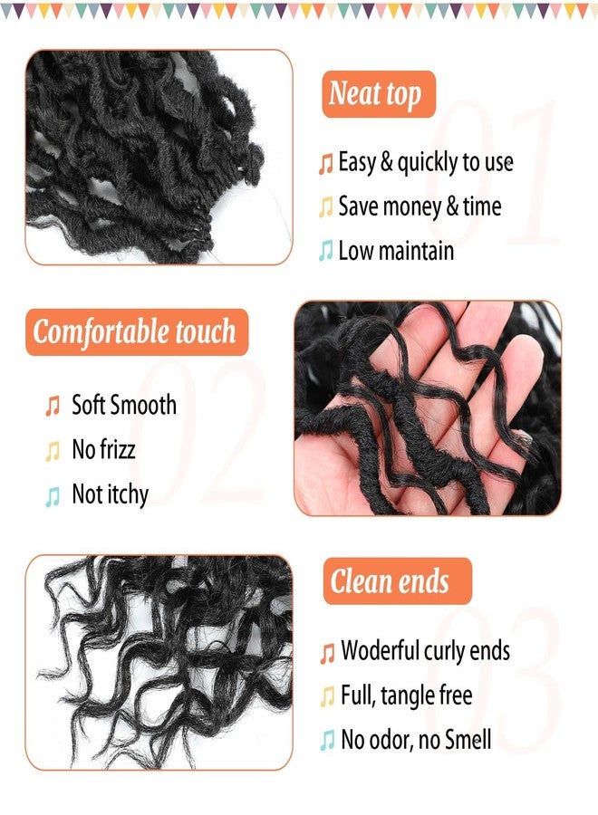 Forevery Goddess Locs Crochet Hair 12 Inch Faux Locs Crochet Hair 6 Packs Pre Looped Crochet Hair for Black Women, Boho Crochet Locs with Curly Ends 1B - Image 4