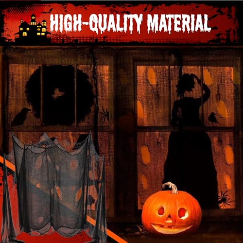 DealKits (48 x 240 in.) Halloween Creepy Cloth, DealKits Spooky Giant Cheese Cloth Tapestry for Halloween Party Supplies Decorations Outdoor Yard Home Wall Decor, Black - Image 3