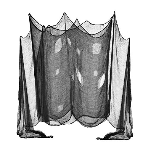 DealKits (48 x 240 in.) Halloween Creepy Cloth, DealKits Spooky Giant Cheese Cloth Tapestry for Halloween Party Supplies Decorations Outdoor Yard Home Wall Decor, Black - Image 1