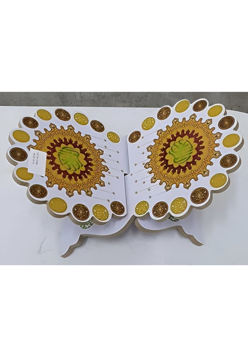 ديكور هيلز حامل مصحف خشبي من ديكور هيلز - تصميم أنيق وقابل للطي، مناسب للمنزل والجامع والمكتب | حامل كتب إسلامي خشبي فاخر | حامل مصحف مزخرف ومتين