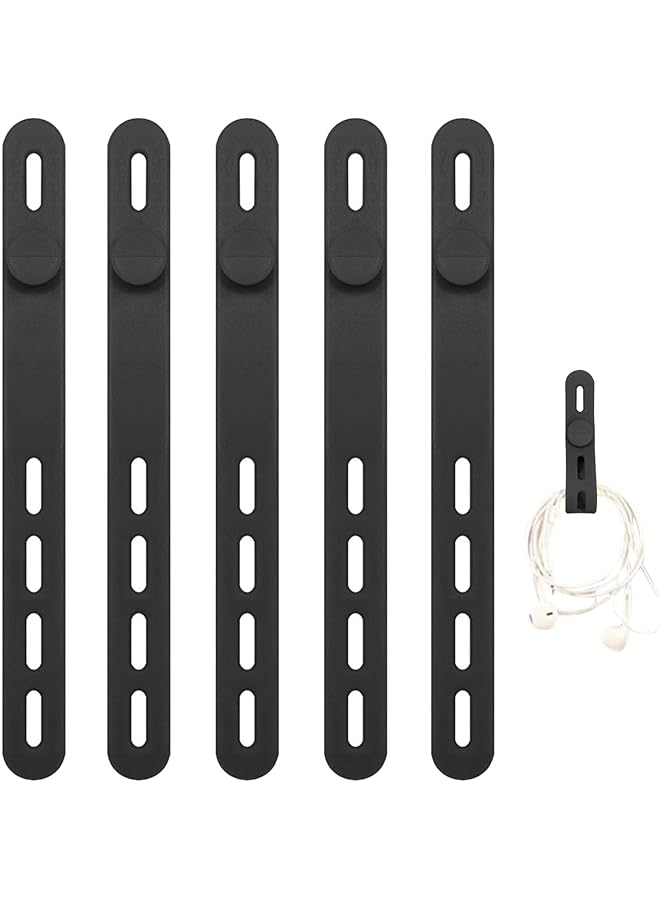 erorex Silicone Zip Ties 10 Pcs Silicone Cable Ties Reusable Zip Ties Wire Ties Travel Cable Organizer With 4 Adjustable Holes For Bundling And Fastening Cable Cords Wires Black - Image 4