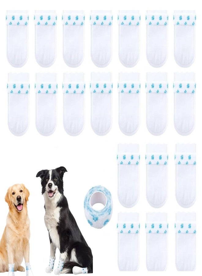 Pet Believe 20 PCA Disposable Pets Shoes Foot Cover with Adhesive Tapes for Dogs | Walking, Vet Visit, Outdoor Play, Waterproof Protector (20 pcs, Adhesive Bandage) - Image 1