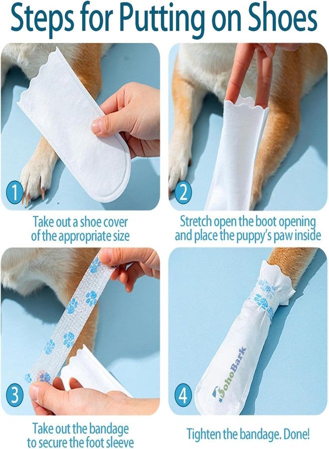 Pet Believe 20 PCA Disposable Pets Shoes Foot Cover with Adhesive Tapes for Dogs | Walking, Vet Visit, Outdoor Play, Waterproof Protector (20 pcs, Adhesive Bandage) - Image 5