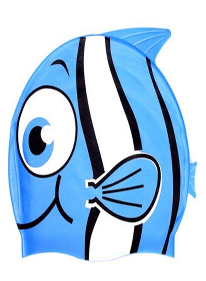 AKW Cartoon Design Kid's Silicone Swimming Cap Animal Shaped Swim Cap for Boys and Girls Blue Fish - Image 2