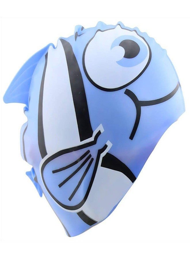 AKW Cartoon Design Kid's Silicone Swimming Cap Animal Shaped Swim Cap for Boys and Girls Blue Fish - Image 4