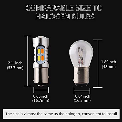 GLL 1157 BAY15D 5730 20 SMD Amber/White Switchback Turn Signal LED Light Bulbs 3.8W 12V LED Super Bright 600 Lumens 6000-6500K Brake Light Lamp (Pack of 2) - Image 2