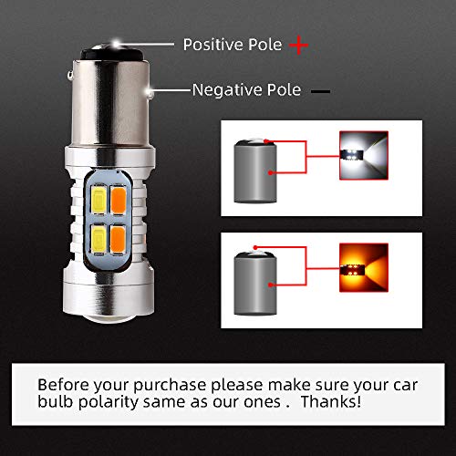 GLL 1157 BAY15D 5730 20 SMD Amber/White Switchback Turn Signal LED Light Bulbs 3.8W 12V LED Super Bright 600 Lumens 6000-6500K Brake Light Lamp (Pack of 2) - Image 3