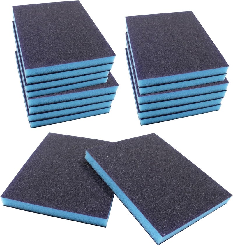 BokWin 16Pcs Sanding Sponge, 150 Grit Washable Sponge Sand Blocks, Wet and Dry Sanding Blocks for Plastic, Wood, Metal, Furniture (Grade 400 to 500) - Image 1