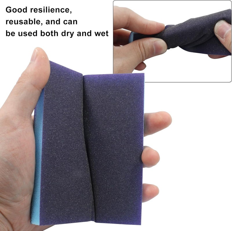 BokWin 16Pcs Sanding Sponge, 150 Grit Washable Sponge Sand Blocks, Wet and Dry Sanding Blocks for Plastic, Wood, Metal, Furniture (Grade 400 to 500) - Image 4