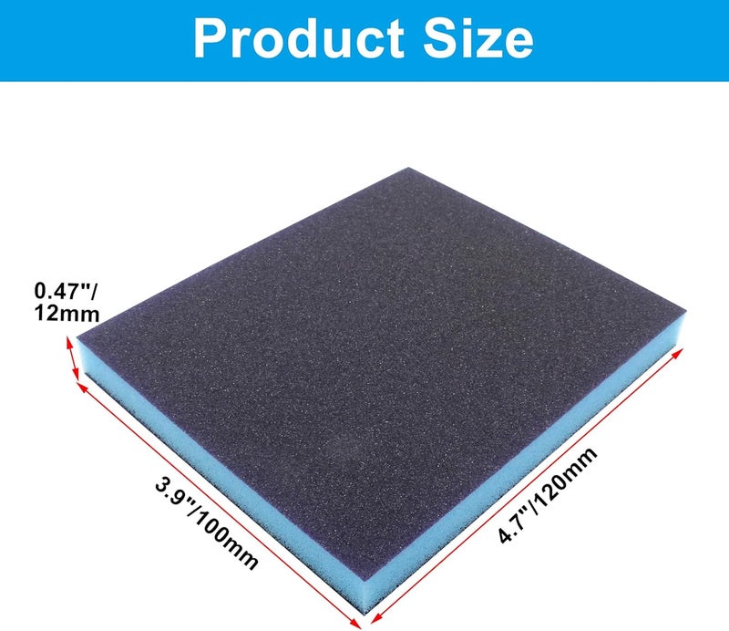 BokWin 16Pcs Sanding Sponge, 150 Grit Washable Sponge Sand Blocks, Wet and Dry Sanding Blocks for Plastic, Wood, Metal, Furniture (Grade 400 to 500) - Image 5