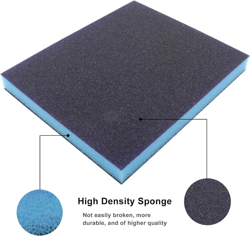 BokWin 16Pcs Sanding Sponge, 150 Grit Washable Sponge Sand Blocks, Wet and Dry Sanding Blocks for Plastic, Wood, Metal, Furniture (Grade 400 to 500) - Image 3