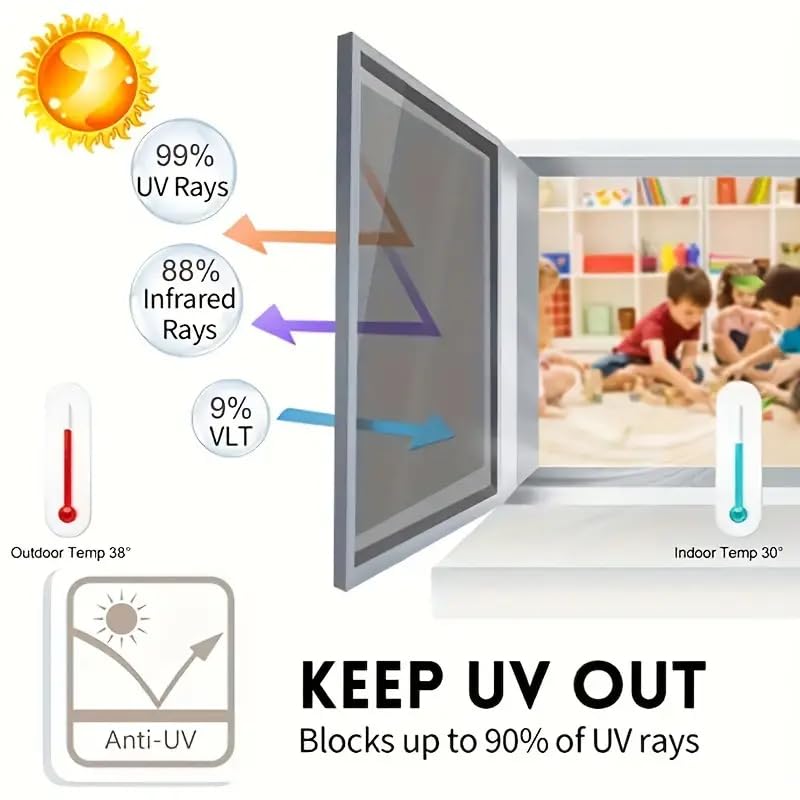 SUNBIRD One Way Sunlight Heat Control Mirror Film Window Glass Film for Privacy Office Home UV Protection (Light Black, 50cm X 500cm) - Image 2