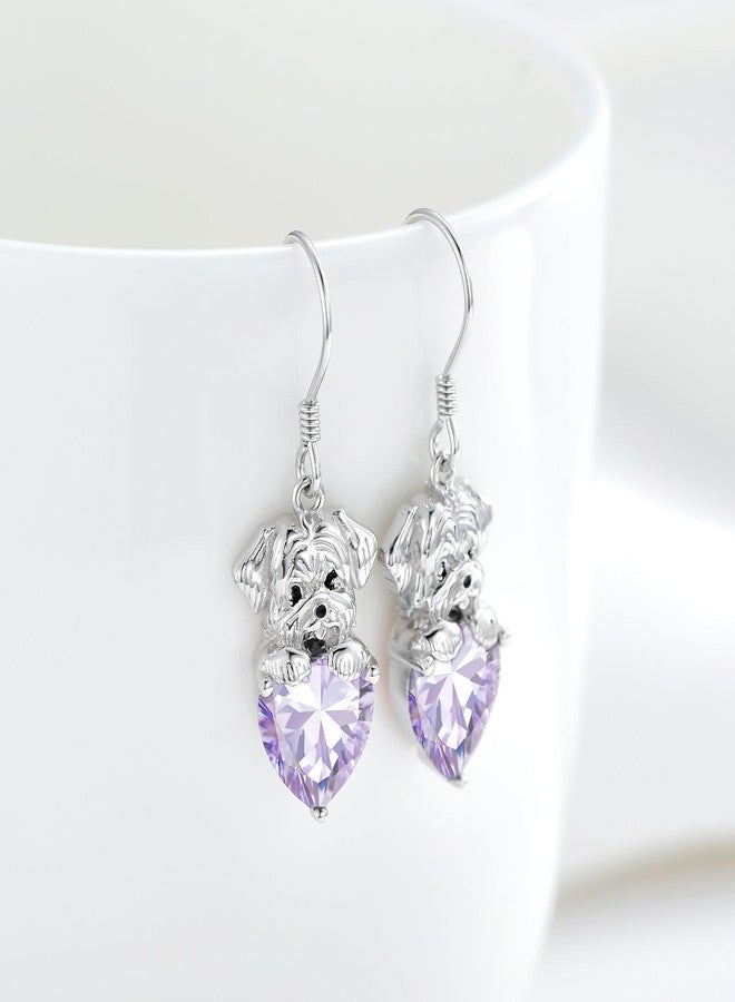 LONAGO Dog Earring with Birthstone Maltese Dog Dangle Earrings Gift for Women (June) - Image 2