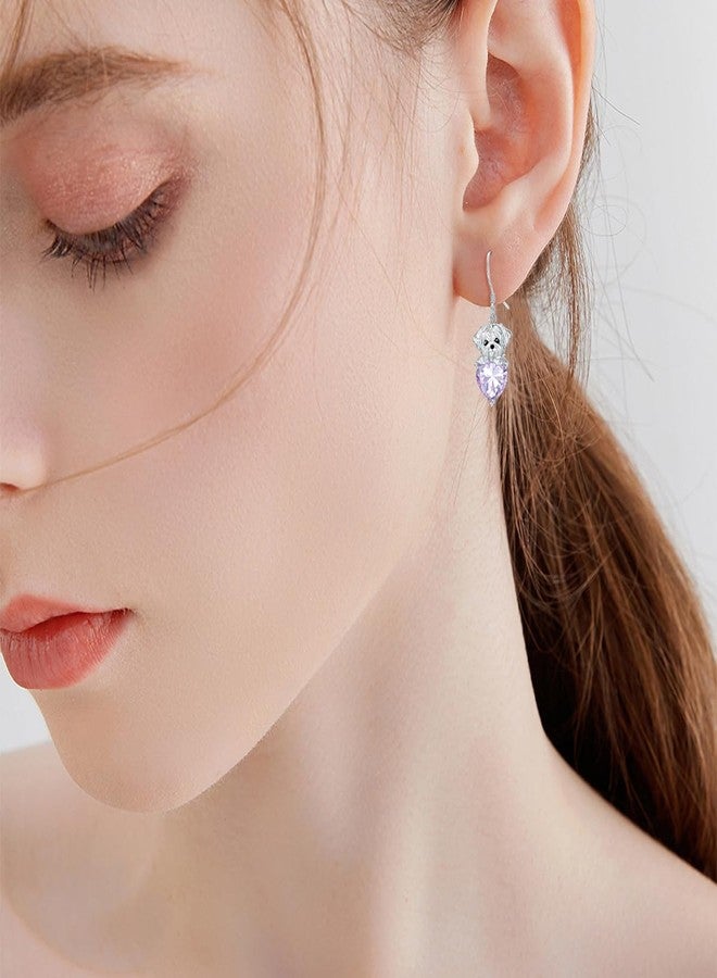 LONAGO Dog Earring with Birthstone Maltese Dog Dangle Earrings Gift for Women (June) - Image 4
