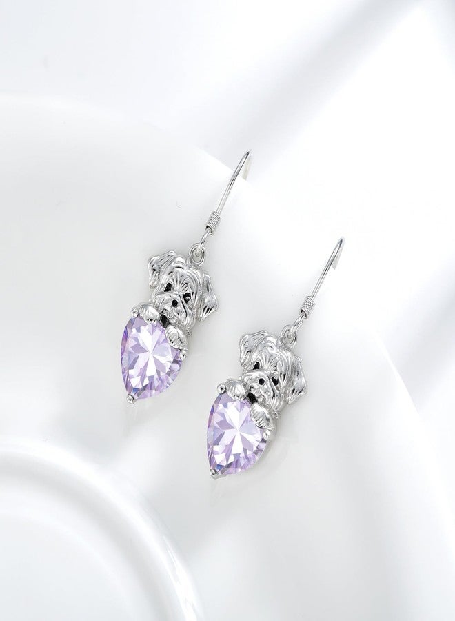 LONAGO Dog Earring with Birthstone Maltese Dog Dangle Earrings Gift for Women (June) - Image 3