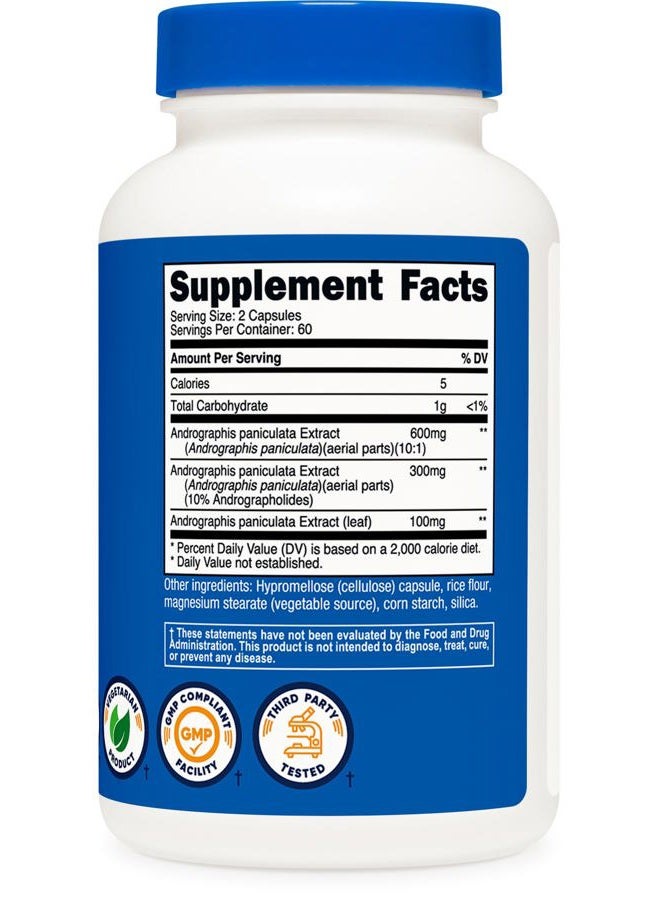 Nutricost Andrographis Extract Capsules (1000mg) (120 Capsules) - Health and Wellness Vegetarian Supplement, 60 Servings - Image 5