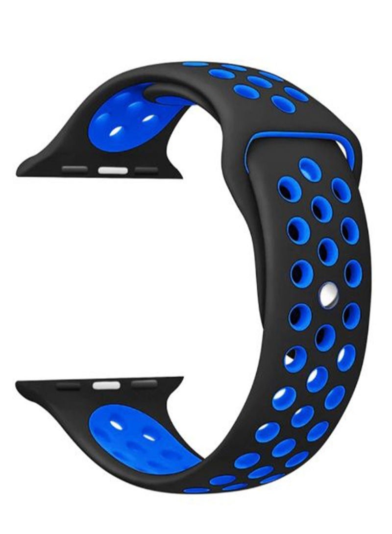 BORTONY Dot Pattern Replacement Band For Apple iWatch Series 5/4/3/2/1 /42/44Black/Blue - Image 2