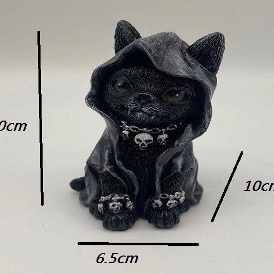 New Halloween Ornaments Magic Cat Resin Crafts Stand-alone Animal Sculpture Window Desktop Decorations Windbreaker Cat 