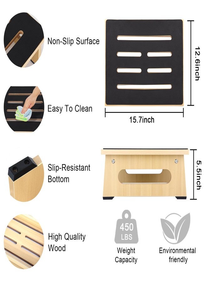 NaTree One Step Stool for Adults Seniors with Non-Slip Rubber Step Surface, 5.5" Heavy Duty Wooden Stepping Stools with 450 LBS Capacity for Bedroom Kitchen Bathroom, Bed Steps for High Beds, Bedside Support - Image 5