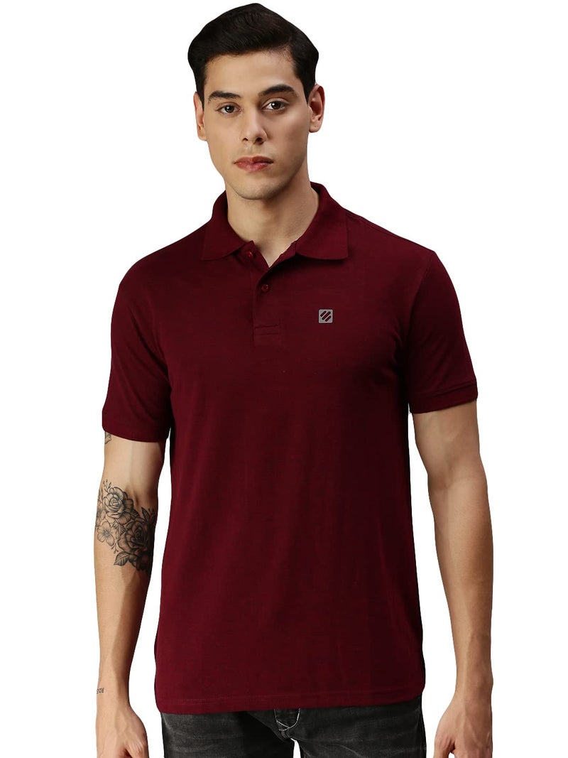 ONN Men's Rose Wood Half Sleeves Polo Collar T-Shirt(Size : Large) - Image 1