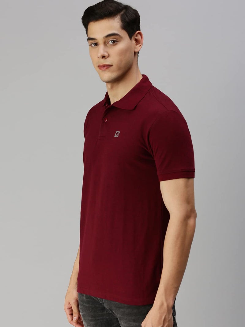 ONN Men's Rose Wood Half Sleeves Polo Collar T-Shirt(Size : Large) - Image 3