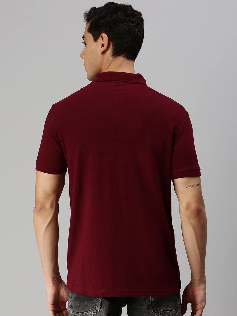 ONN Men's Rose Wood Half Sleeves Polo Collar T-Shirt(Size : Large) - Image 4