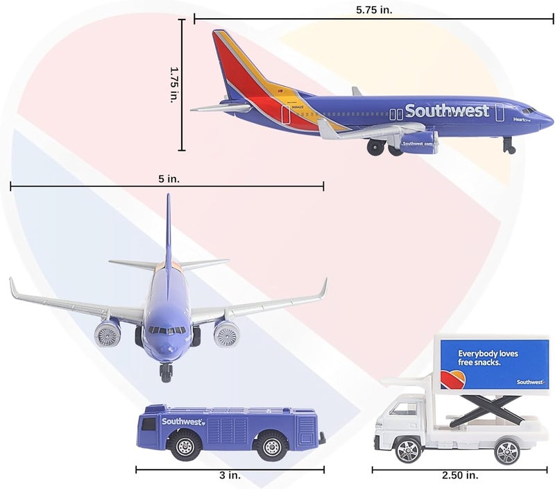 Daron Southwest Airlines Airport Playset with Die-Cast Metal Airplane and Transportation Toys for Kids Ages 3+ - Image 4