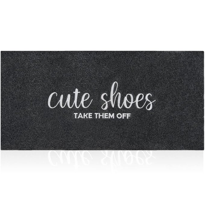 FRONT DOOR MAT WELCOME MATS CUTE SHOES TAKE THEM OFF ENTRY NON SLIP DOORMATS FOR ENTRYWAY IDEAL INSIDE OUTSIDE HOME HIGH TRAFFIC AREA BLACK 47 INCH X 17 INCH